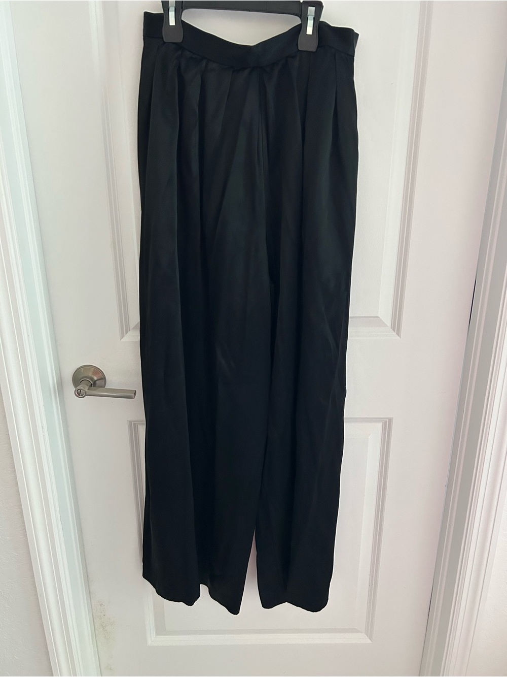 Patra woman’s Black Wide-Leg Palazzo Satin Pants